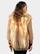 Woman's Natural Red Fox Jacket with Knit Sleeves and Trim