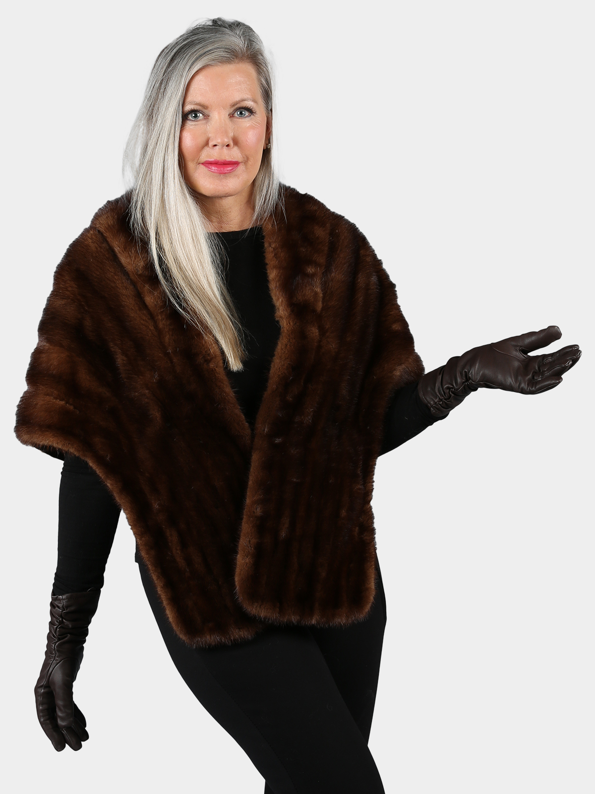 Woman's Natural Mahogany Female Mink Fur Stole
