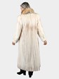 Woman's Natural Brown Cross Female Mink Fur Coat with Golden Isle Fox Tuxedo Front