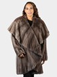 Woman's Natural Blue Iris Female Mink Fur 3/4 Coat by Sobara