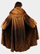Woman's Extra Long Natural Whiskey Degrade Female Mink Fur Trumpet Style Coat