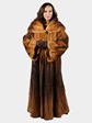 Woman's Extra Long Natural Whiskey Degrade Female Mink Fur Trumpet Style Coat