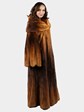 Woman's Extra Long Natural Whiskey Degrade Female Mink Fur Trumpet Style Coat