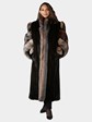Plus Size Woman's Ranch Mink Fur Coat with Crystal Fox