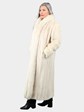 Woman's Natural Blush Mink Fur Coat with Fox Tuxedo