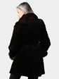 Woman's Dyed Dark Brown Sheared Mink Fur Stroller with Chinchilla Collar and Cuffs (with Fur Belt)