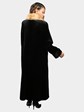 Woman's Black Sheared Mink Fur Coat with Cross Cut Golden Sable Collar and Tuxedo Front