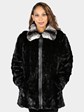 Women's Ranch Sculptured Mink Fur Jacket with Chinchilla Collar