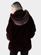 Woman's Deep Burgundy Sheared Beaver Fur Parka with Detachable Hood