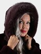 Woman's Deep Burgundy Sheared Beaver Fur Parka with Detachable Hood