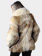 Woman's Natural Coyote Fur Jacket with Shadow Fox Tuxedo