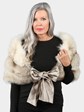 Woman's Blue Fox Fur Shoulder Wrap with Satin Bow