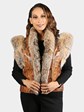 Woman's Orange Snakeskin Vest with Crystal Fox Tuxedo Front