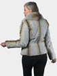 Woman's Dyed and Sheared Multicolor Rex Rabbit Jacket with Laser Grooving