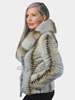 Woman's Dyed and Sheared Multicolor Rex Rabbit Jacket with Laser Grooving