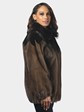 Woman's Natural Surrel and Ranch Mink Fur Jacket with Diamond Cut Yoke