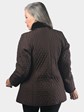 Woman's Dyed Brown Sheared Mink Fur Jacket Reversing to Quilted Rain Taffeta