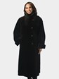 Woman's Dyed Dark Brown Sheared Mink Fur Coat Reversible to Rain Taffeta