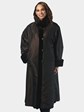 Woman's Dyed Dark Brown Sheared Mink Fur Coat Reversible to Rain Taffeta