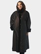 Woman's Dyed Dark Brown Sheared Mink Fur Coat Reversible to Rain Taffeta