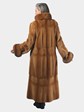 Woman's Dyed Whiskey Sheared Mink Fur Coat with Sable Trim