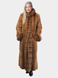 Woman's Dyed Whiskey Sheared Mink Fur Coat with Sable Trim