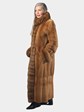Woman's Dyed Whiskey Sheared Mink Fur Coat with Sable Trim