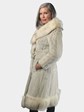 Woman's Vintage Natural Tourmaline Mink Fur Coat with Fox Collar