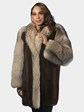 Woman's Natural Mahogany Mink Stroller with Cruptal Fox Tuxedo Sleeves