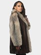 Woman's Natural Mahogany Mink Stroller with Cruptal Fox Tuxedo Sleeves