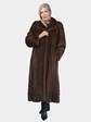 Woman's Natural Demi Buff Female Mink Fur Coat with Directional Work in Body