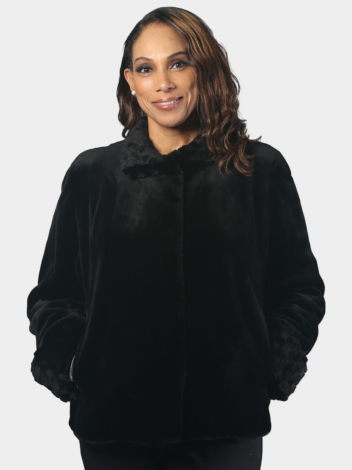 Woman's Black Sheared Mink Fur Jacket