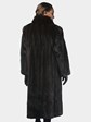 Woman's Natural Mahogany Mink Fur Coat with Fox Tuxedo Front