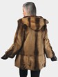 Woman's Bleached Mahogany Degrade Sheared Mink Fur Parka with Double Fur Hood 