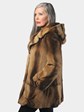 Woman's Bleached Mahogany Degrade Sheared Mink Fur Parka with Double Fur Hood 