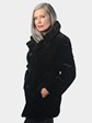 Woman's Dyed Deep Brown Sheared Mink Fur Jacket Reversible to Rain Taffeta