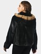 Woman's Natural Ranch Semi Sheared Female Mink Fur Parka with Sable Trim Double Fur Hood