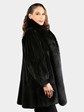 Woman's Black Sheared Mink Fur Stroller with Fox Tuxedo Front (Reversible)