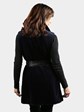 Woman's Gorski Dyed Navy Sheared Mink Fur Vest with Detachable Leather Belt (Reversible)