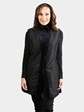 Woman's Gorski Dyed Navy Sheared Mink Fur Vest with Detachable Leather Belt (Reversible)