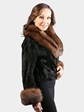 Woman's Vintage Petite Swakara Lamb Jacket with Sable  Fur Trim
