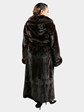 Woman's Natural Mahogany Female Mink Fur Coat with Detachable Hood and Belt