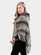 Woman's Grey Dyed Sheared and Knit Rex Rabbit Poncho