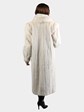 Woman's Blush Female Mink Fur Coat with Fox Tuxedo Front