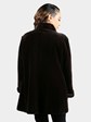 Woman's Gorski Dyed Brown Sheared Mink Fur Stroller Reversing to Rain Taffeta