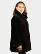 Woman's Gorski Dyed Brown Sheared Mink Fur Stroller Reversing to Rain Taffeta