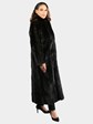 Woman's Dyed Black Mink Tail Fur Coat with Fox Tuxedo