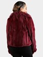 Woman's Scaasi Burgundy Dyed Rabbit Fur Jacket and Tibetan Lamb Collar