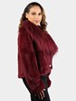 Woman's Scaasi Burgundy Dyed Rabbit Fur Jacket and Tibetan Lamb Collar