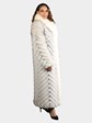 Woman's Natural Blue Fox Fur Coat with Shadow Fox Collar and Tuxedo Front